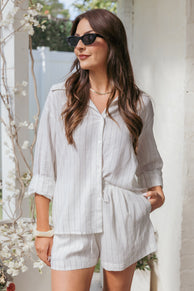 Cindy Short Set - White Stripe