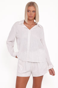 Cindy Short Set - White Stripe