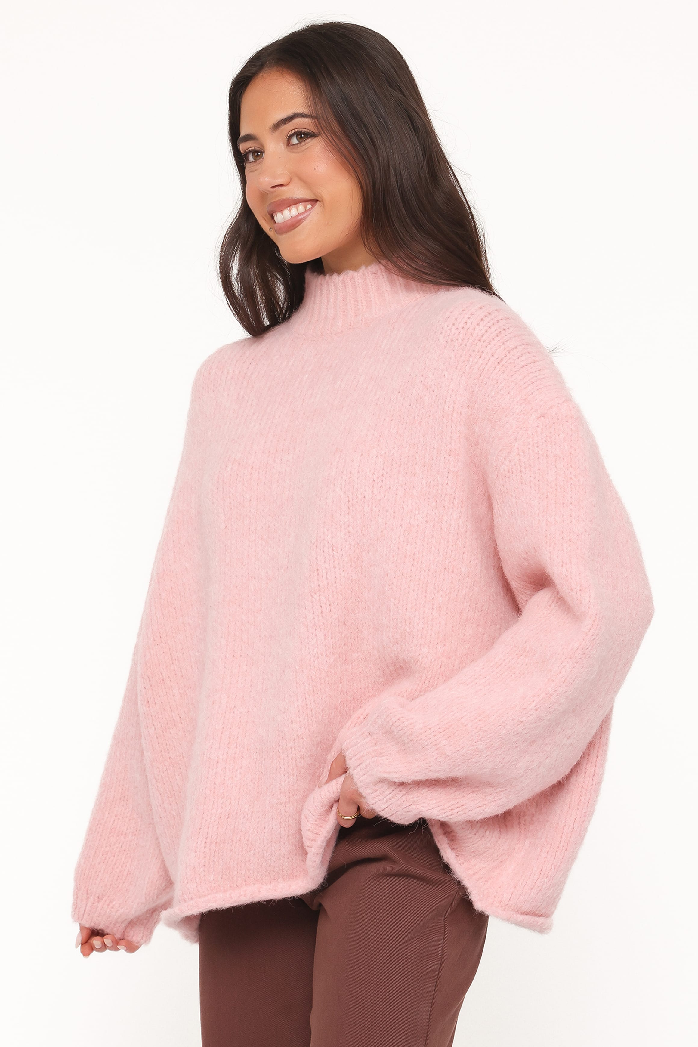 Cinzia Mockneck Knit Sweater - Pink