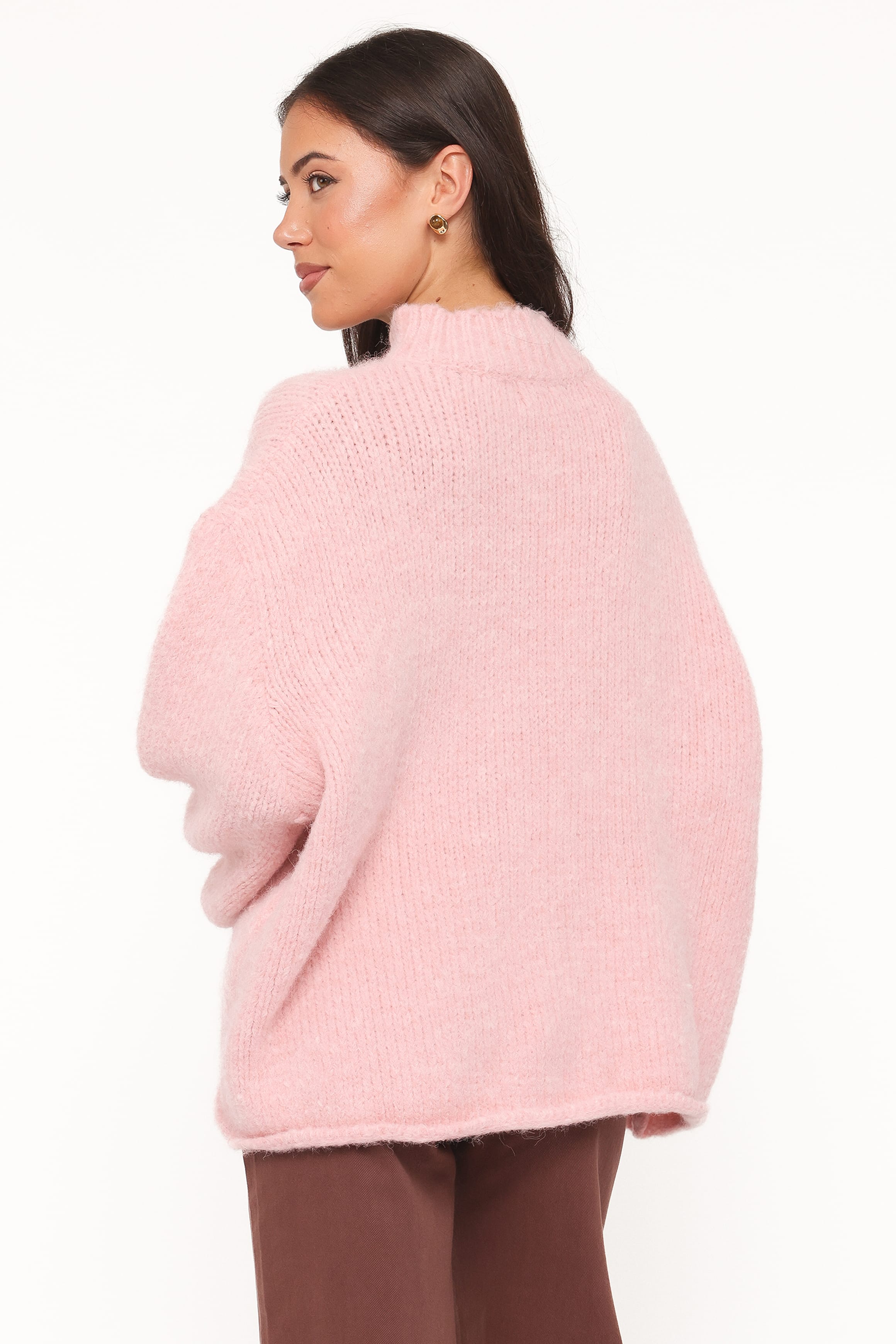 Cinzia Mockneck Knit Sweater - Pink