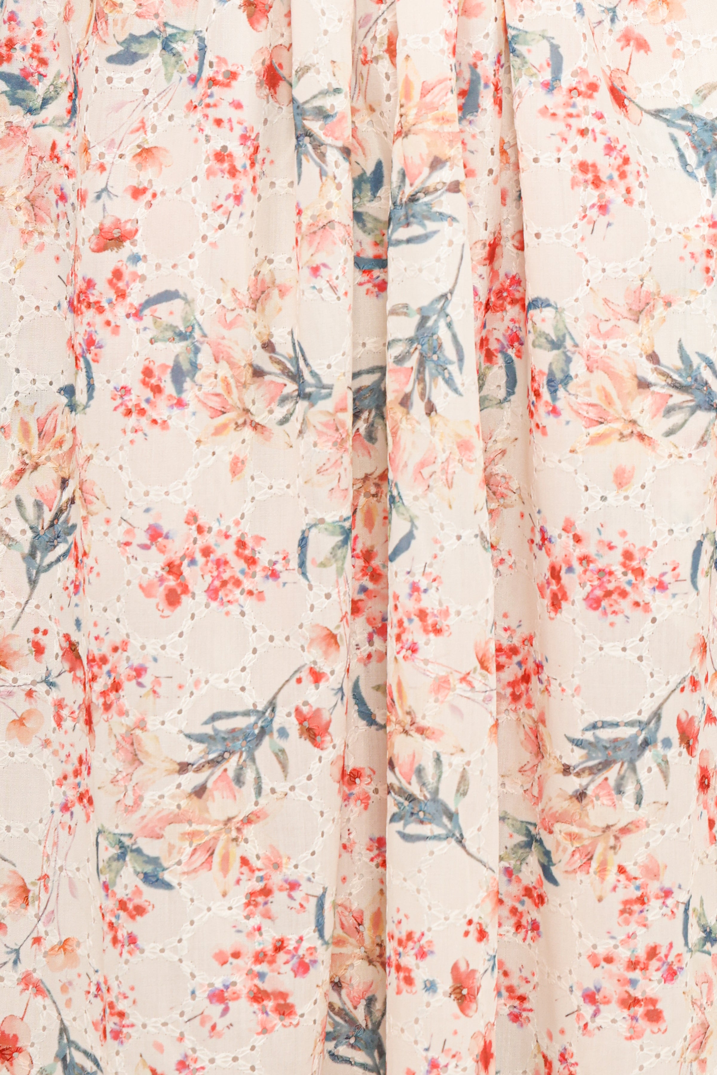 Clo Puff Sleeve Midi Dress - Ivory Floral