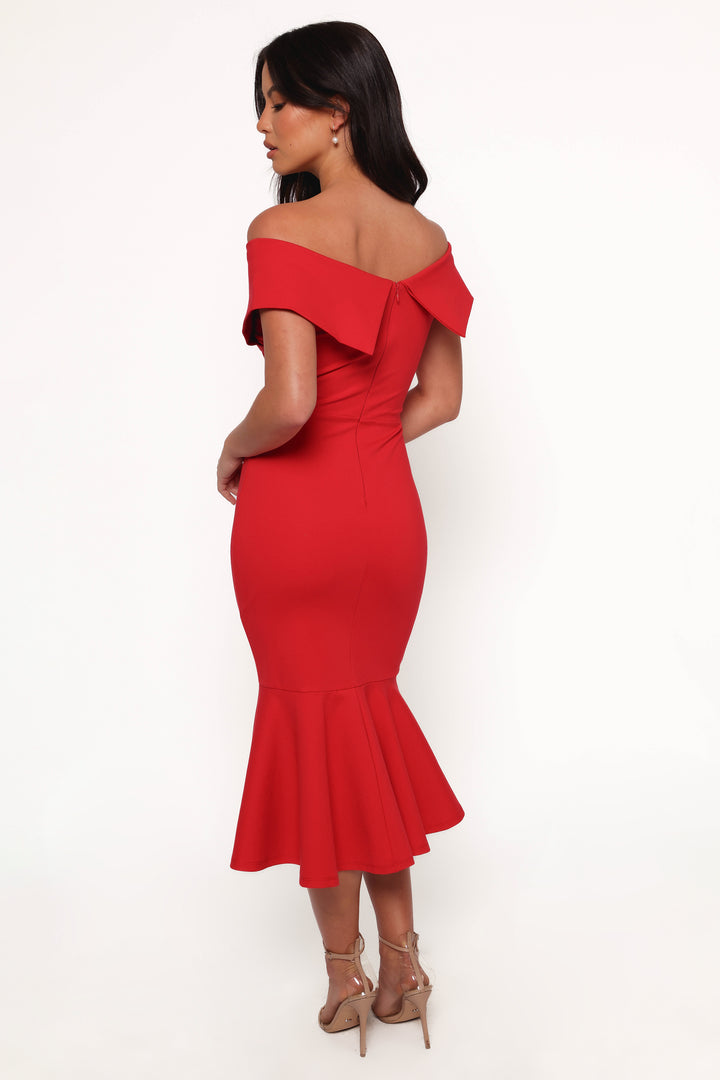 Shop Formal Dress - Dailene Midi Dress - Red sixth image