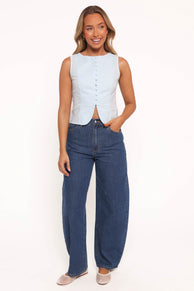 Daniella Linen Vest - Light Blue