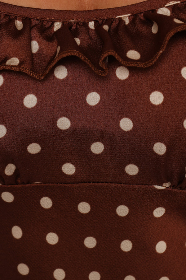 Dara Midi Dress - Brown Polka Dot