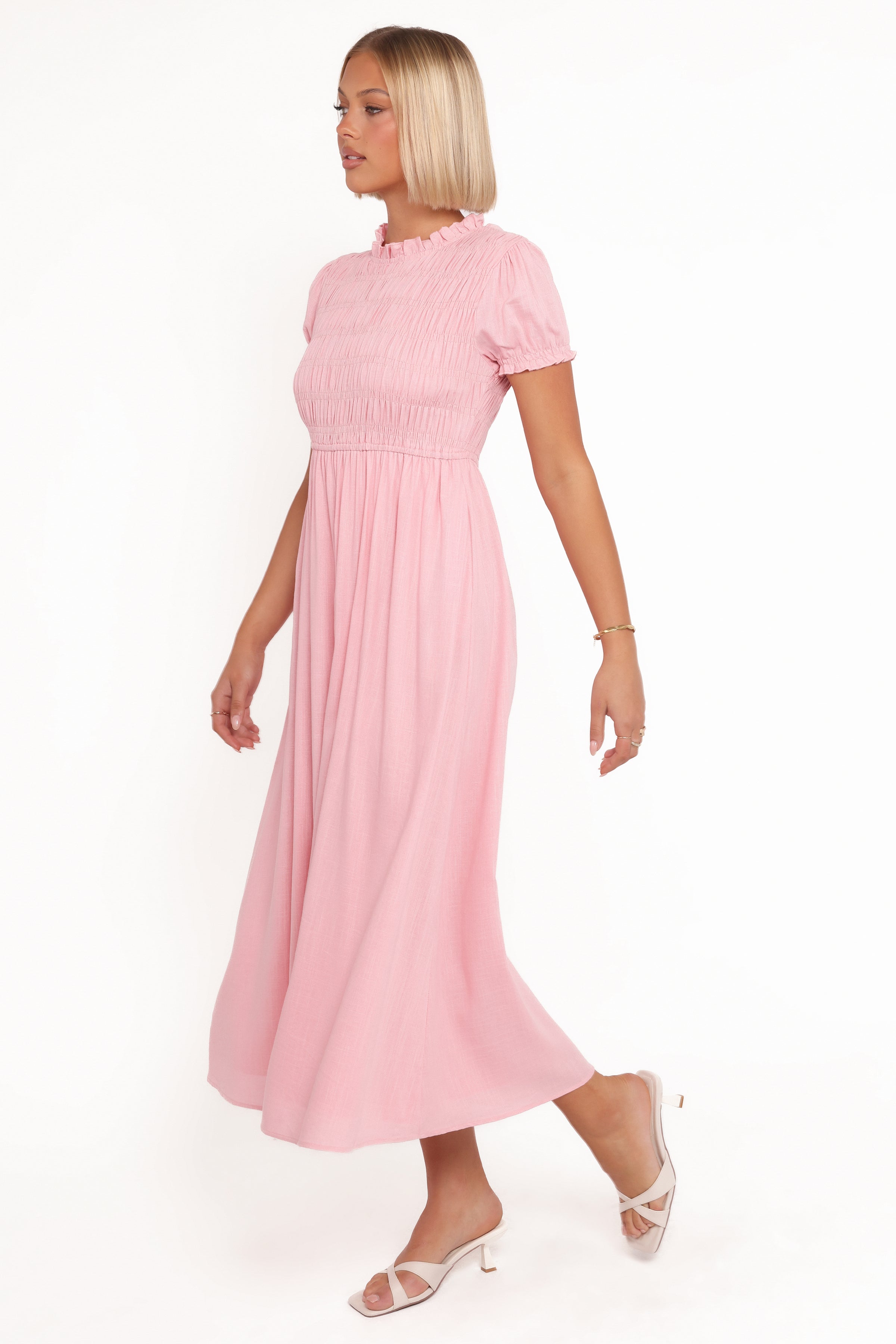 Darla Puff Sleeve Dress - Pink