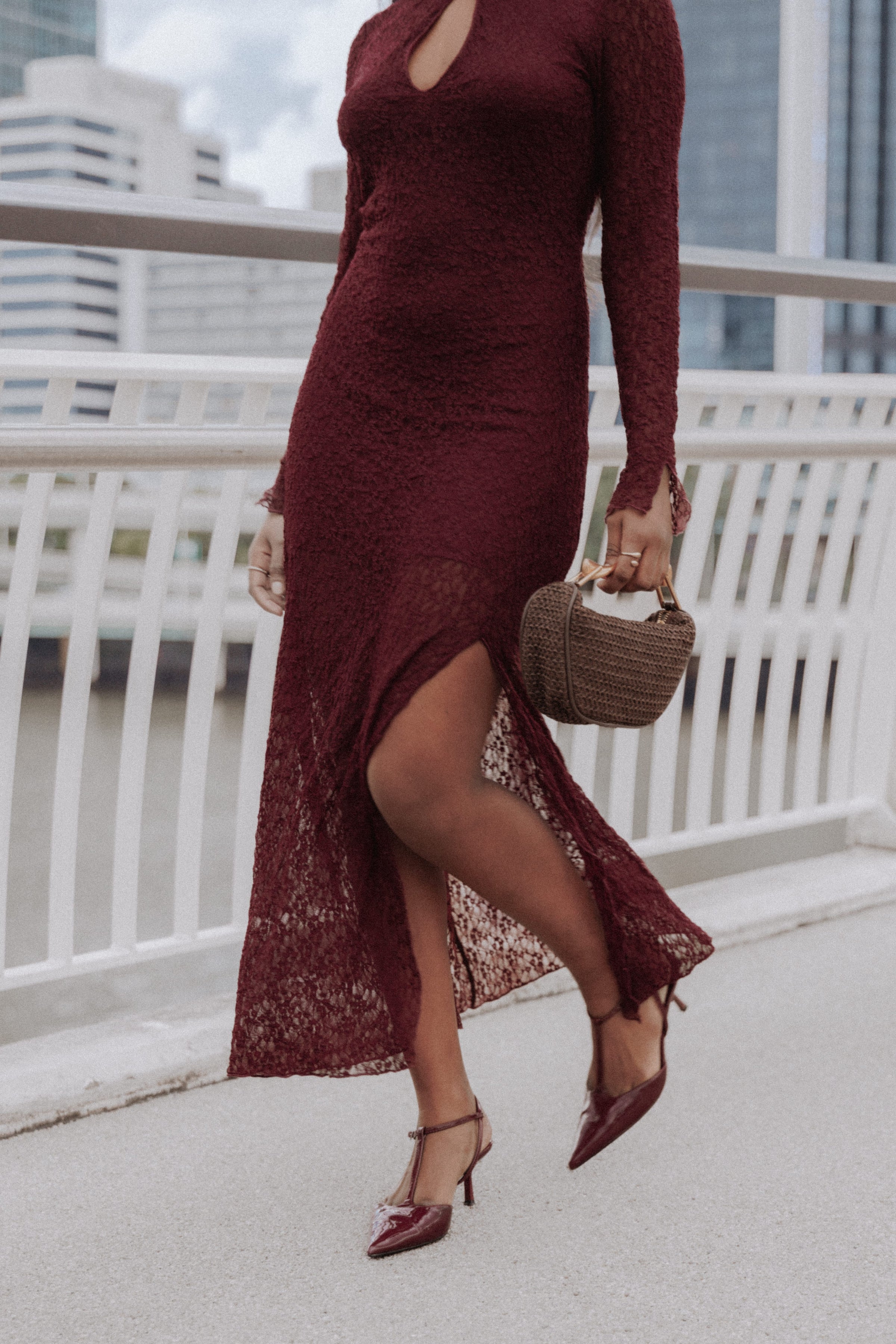 Darlita Lace Maxi Dress - Burgundy