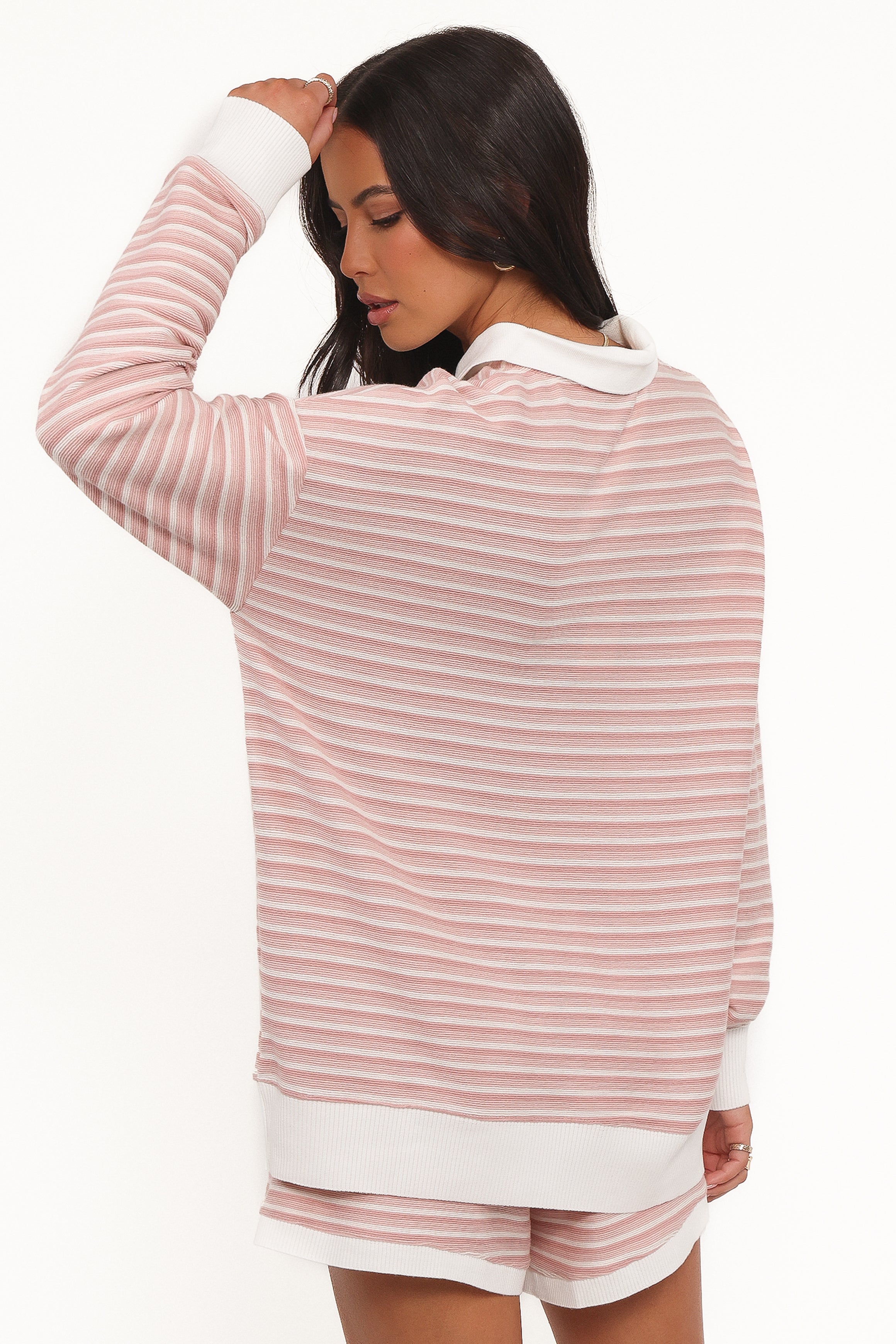 Dealia Knit Short Set - Pink Stripe