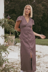 Dean Maxi Dress - Brown Polka Dot