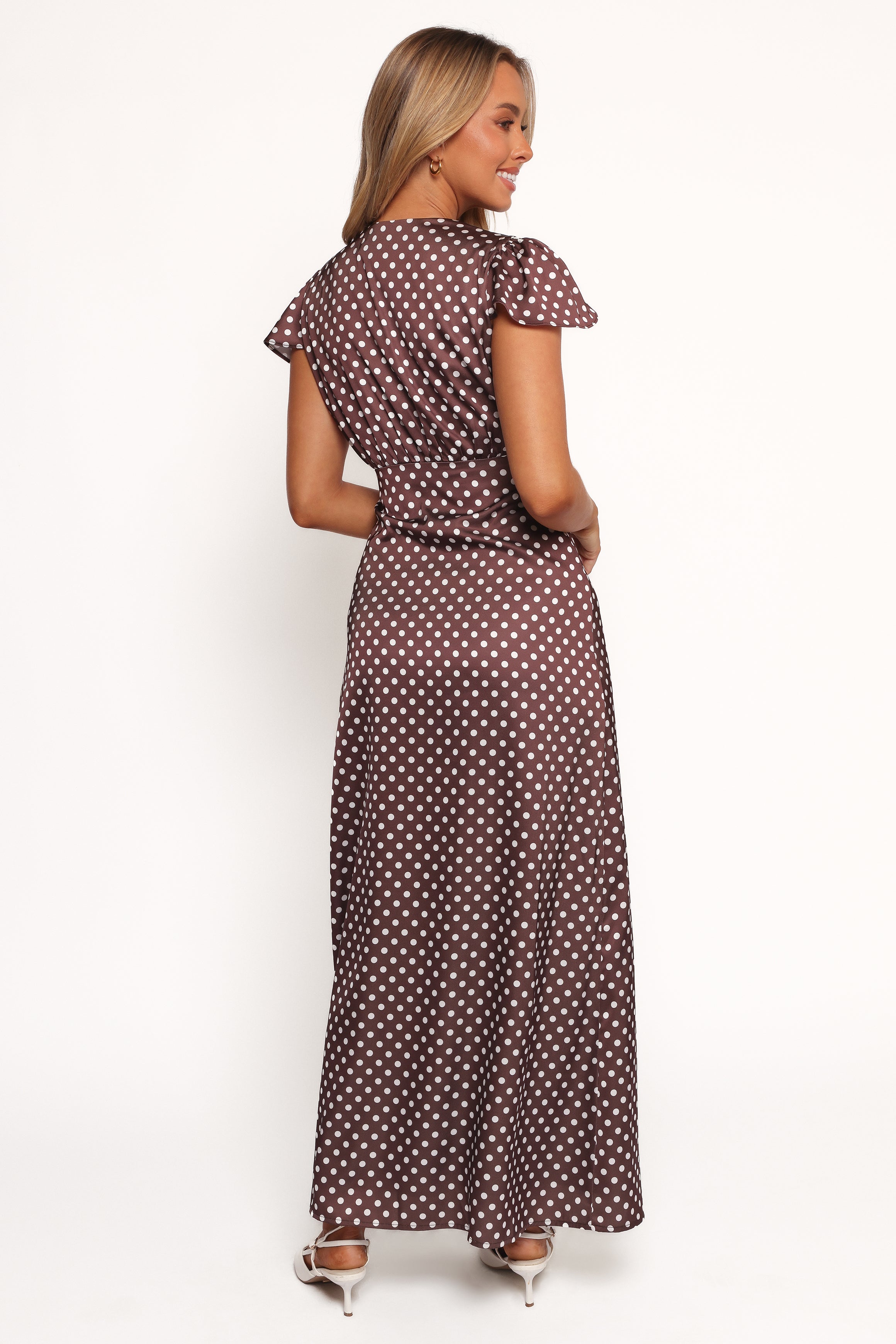Dean Maxi Dress - Brown Polka Dot