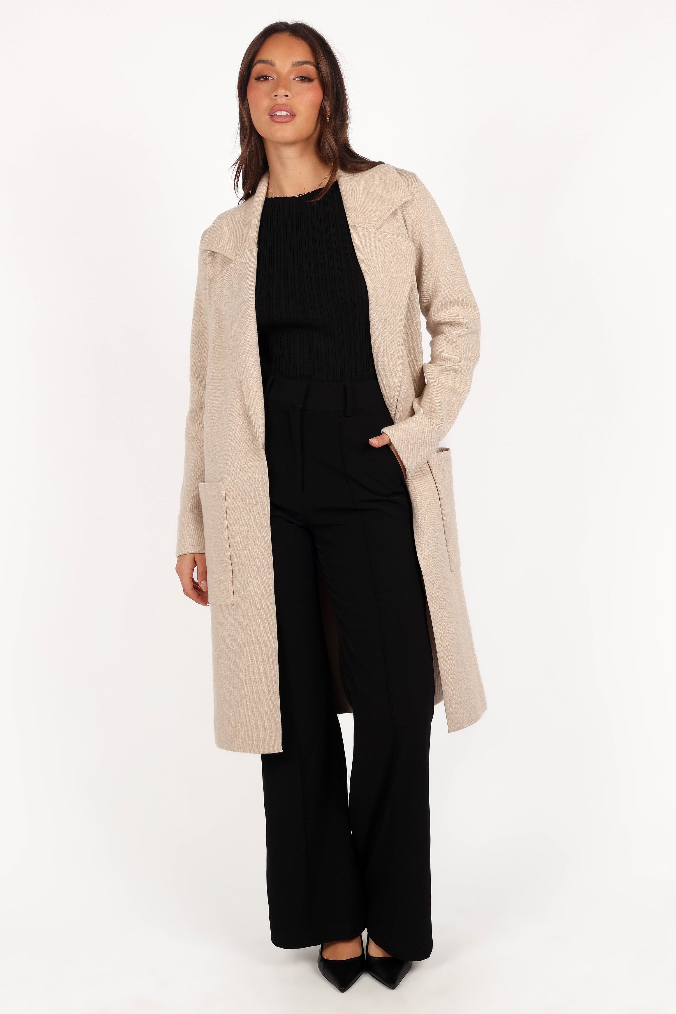 Decker Waist Tie Coatigan - Oatmeal