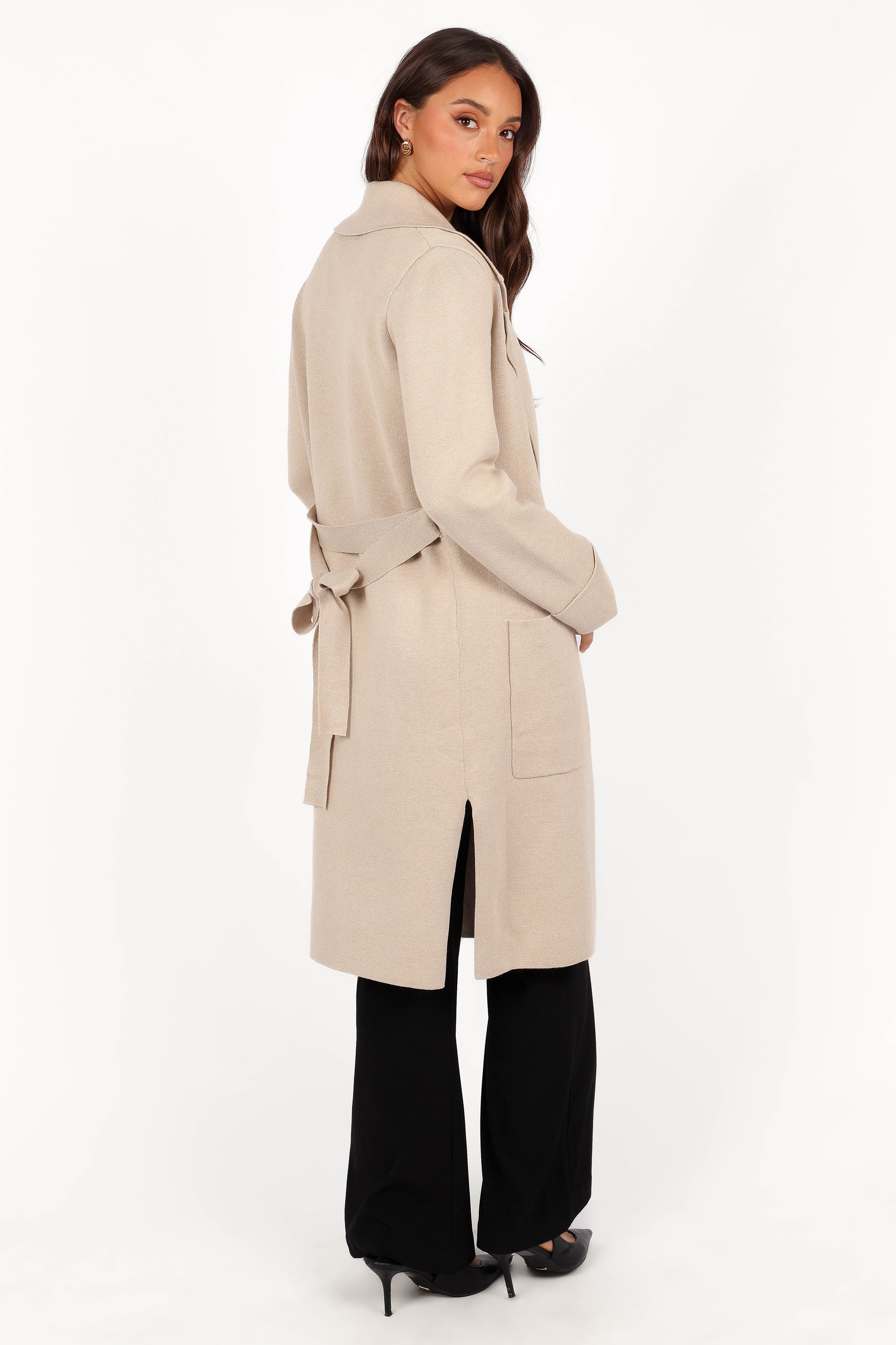 Decker Waist Tie Coatigan - Oatmeal