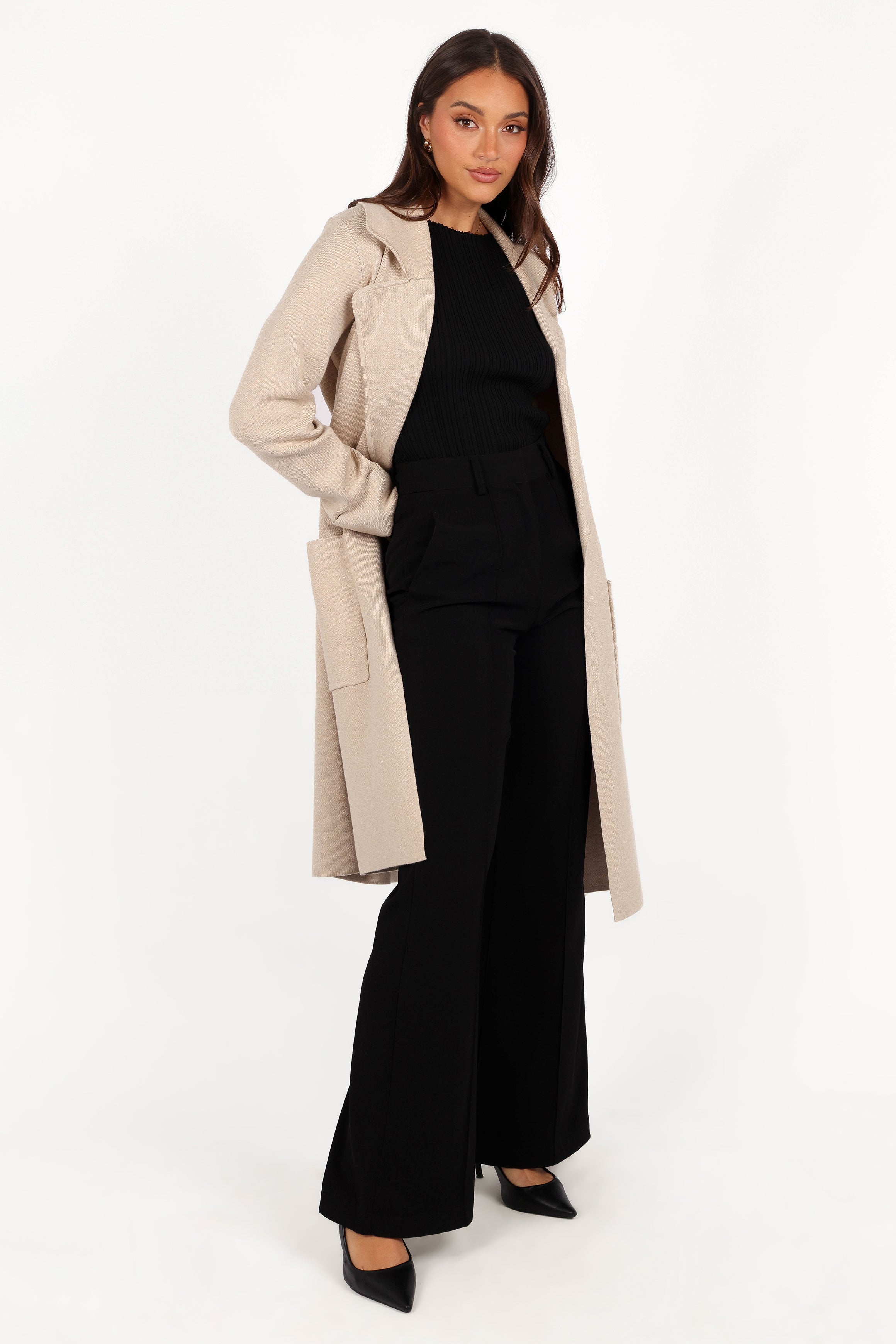 Decker Waist Tie Coatigan - Oatmeal