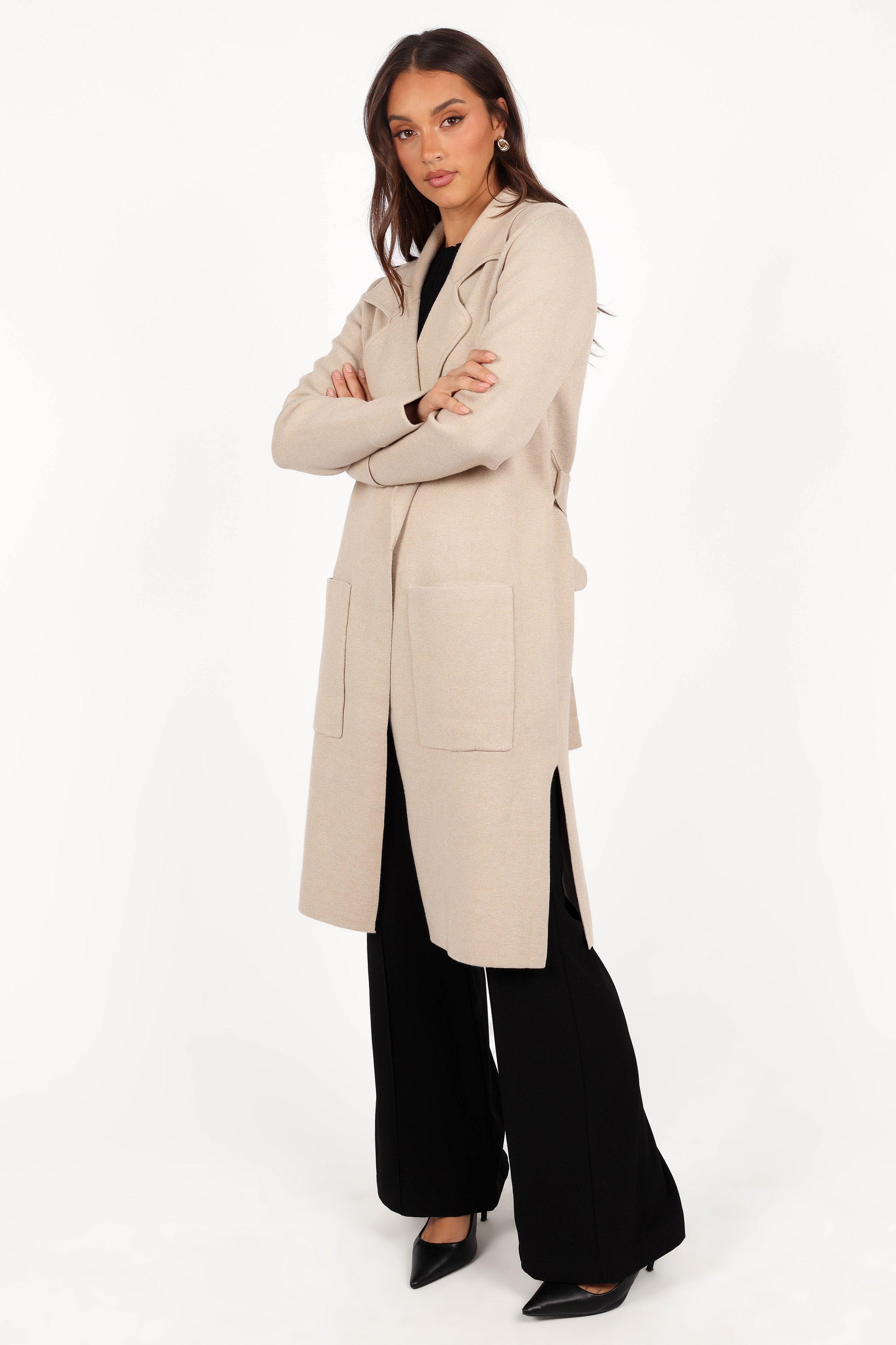 Decker Waist Tie Coatigan - Oatmeal