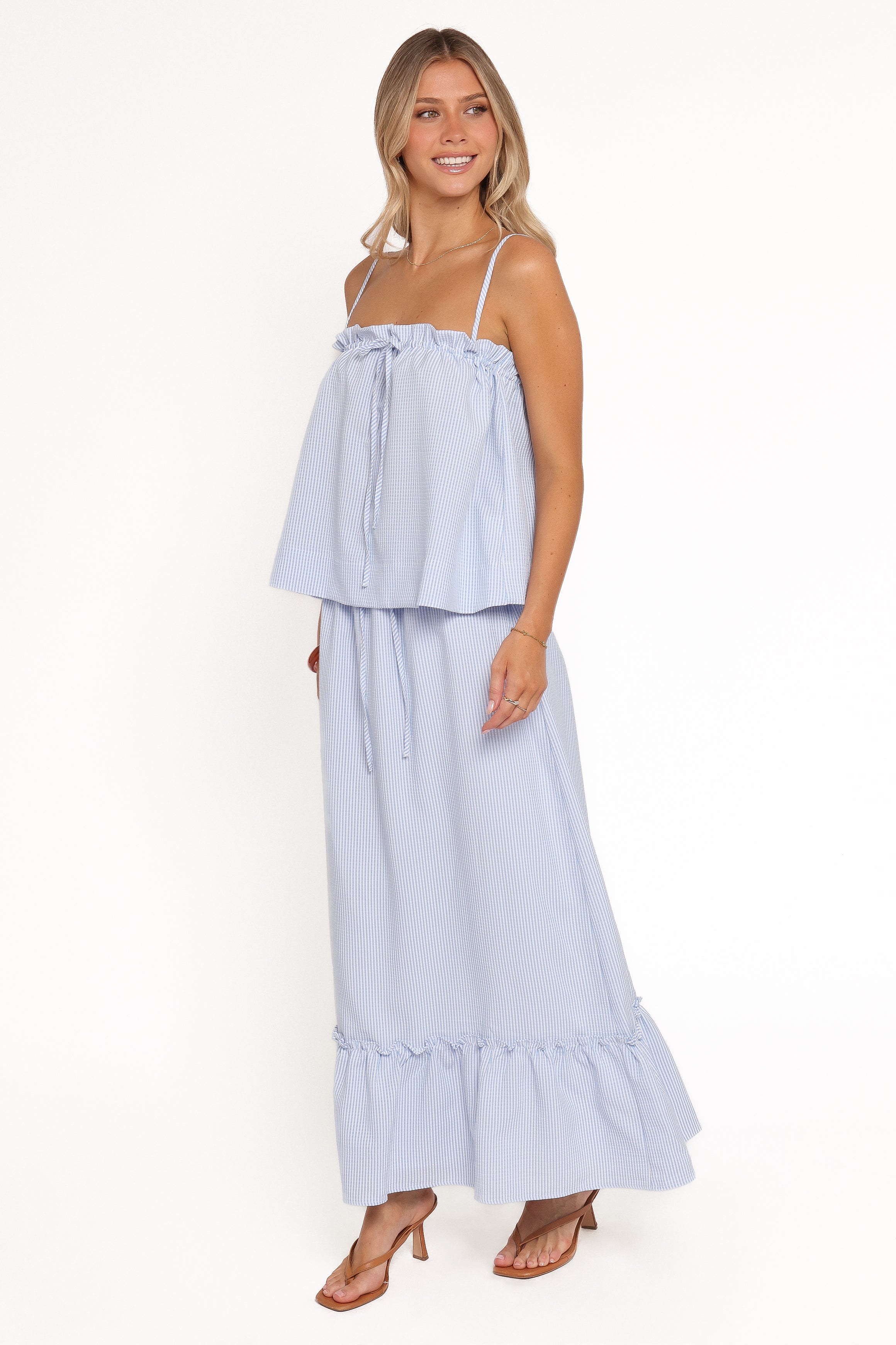 Delyra Maxi Skirt - Blue Stripe