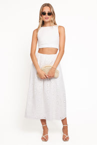 Dillon Midi Skirt - White