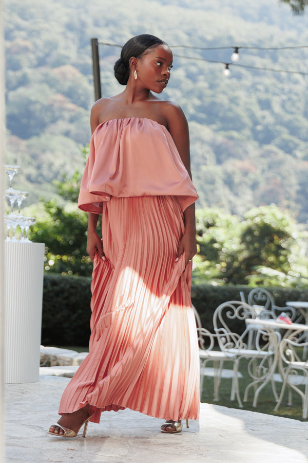 Dorado Pleated Skirt Set - Dusty Rose