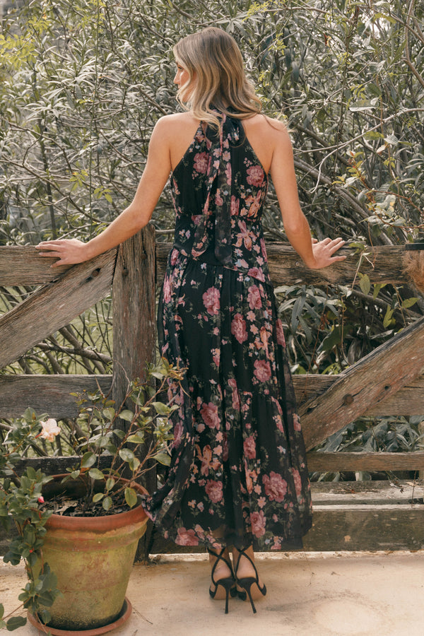 Eden Maxi Dress - Black Floral