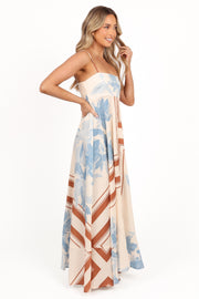 Elanor Maxi Dress - Pale Blue Print