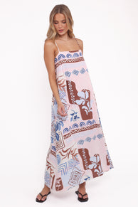 Elaris Maxi Dress - Blue Brown Abstract