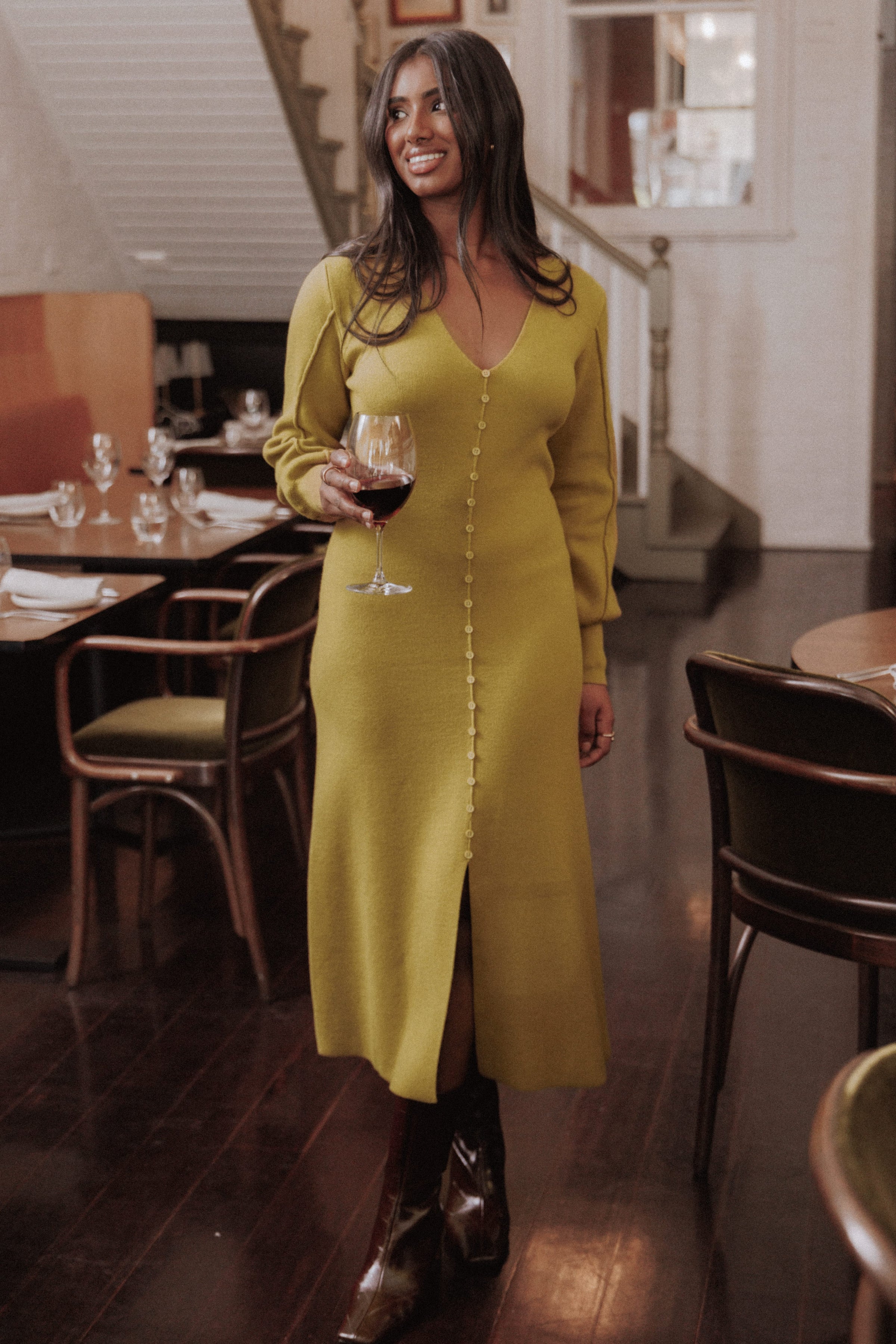Ellen Knit Maxi Dress - Burnished Gold
