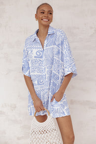 Ellisa Playsuit - Blue Floral