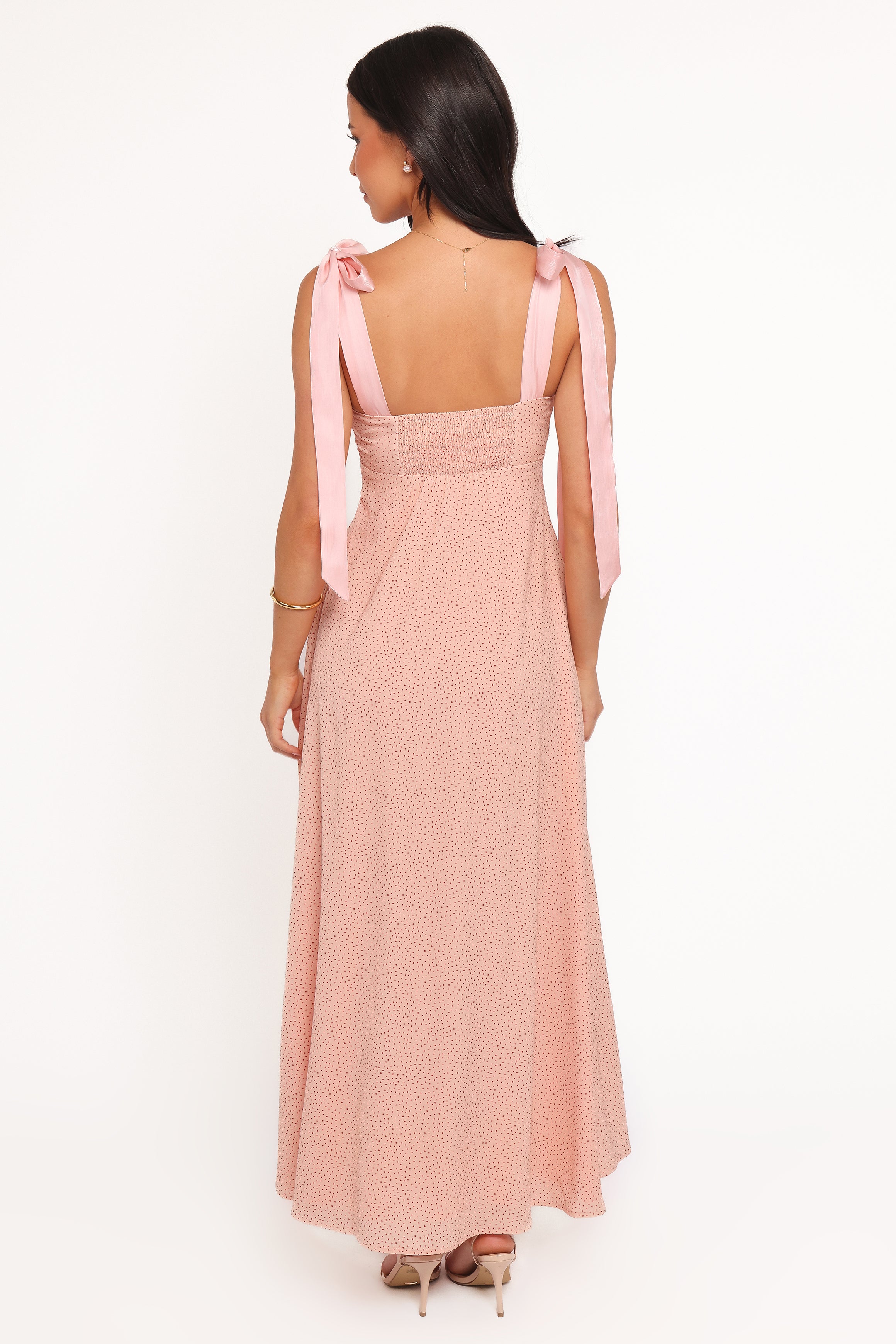 Ellody Maxi Dress - Peach Polka Dot