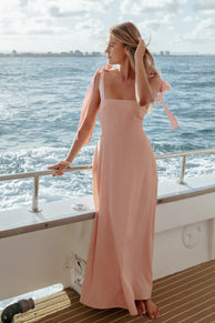 Ellody Maxi Dress - Peach Polka Dot