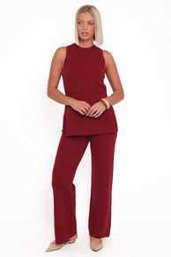 Ellory Knitted Pants Set - Berry