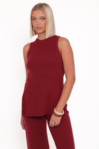 Ellory Knitted Pants Set - Berry