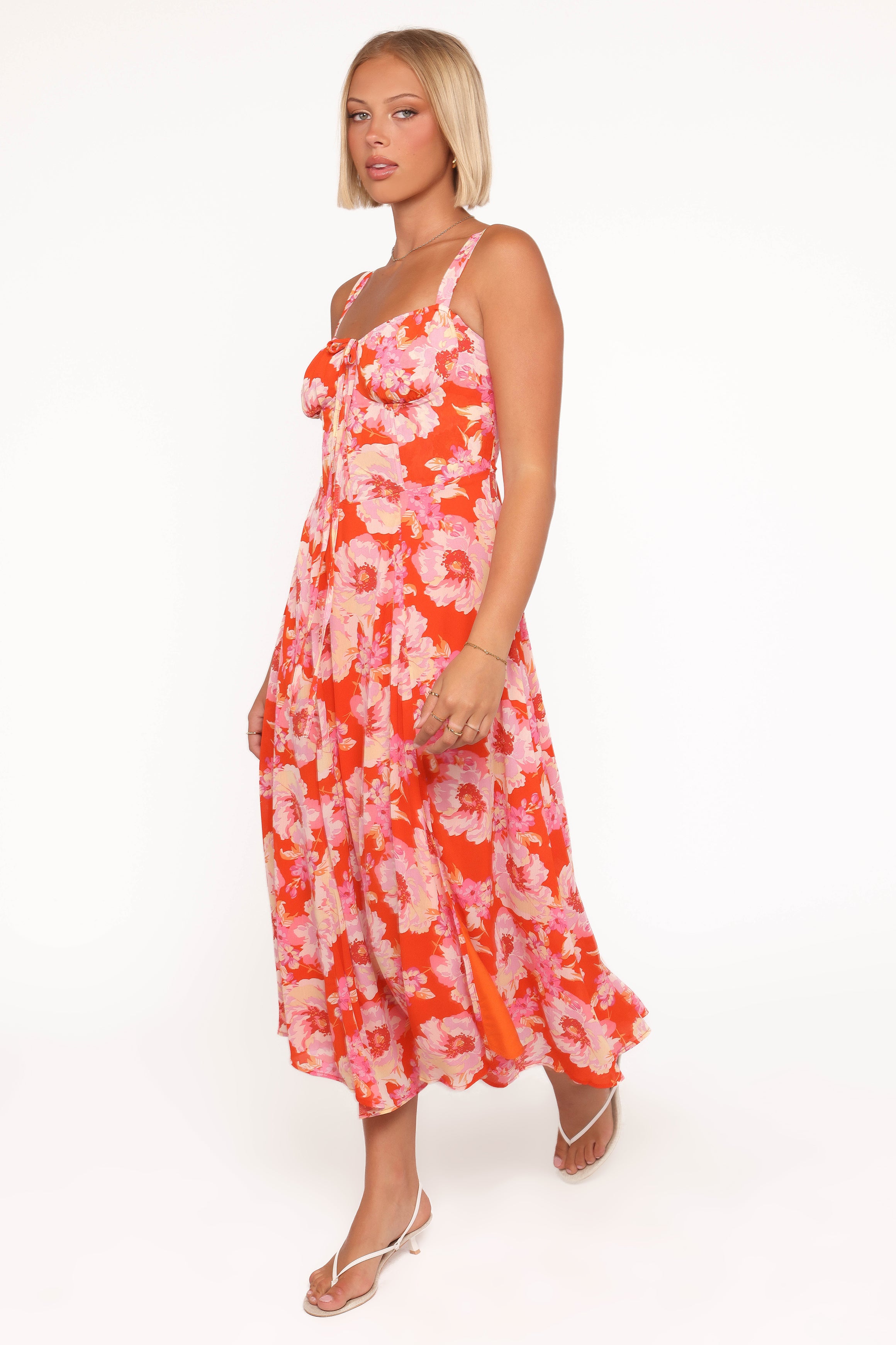 Elodie Midi Dress - Red Floral