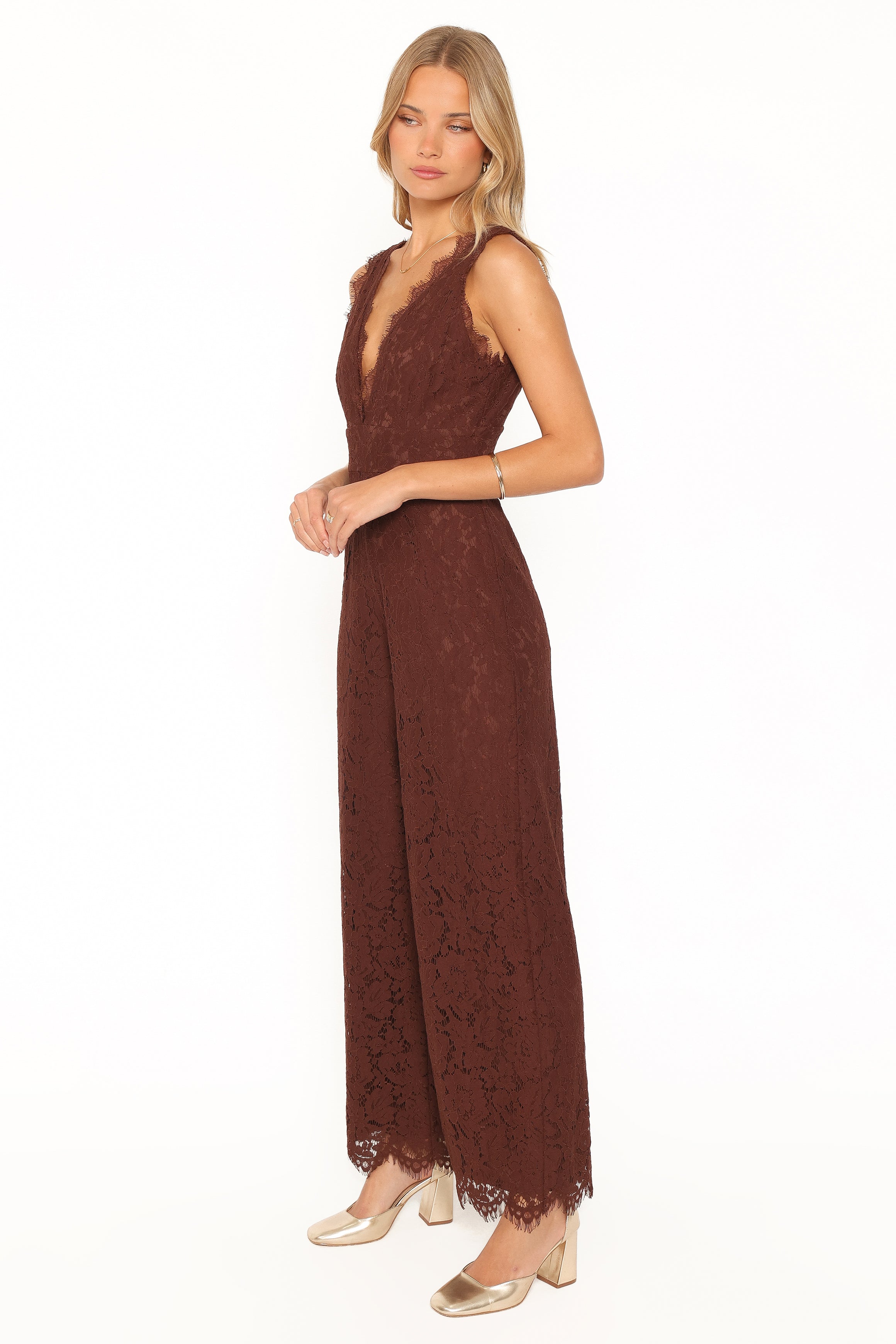 Eloise Lace Jumpsuit - Chocolate Brown