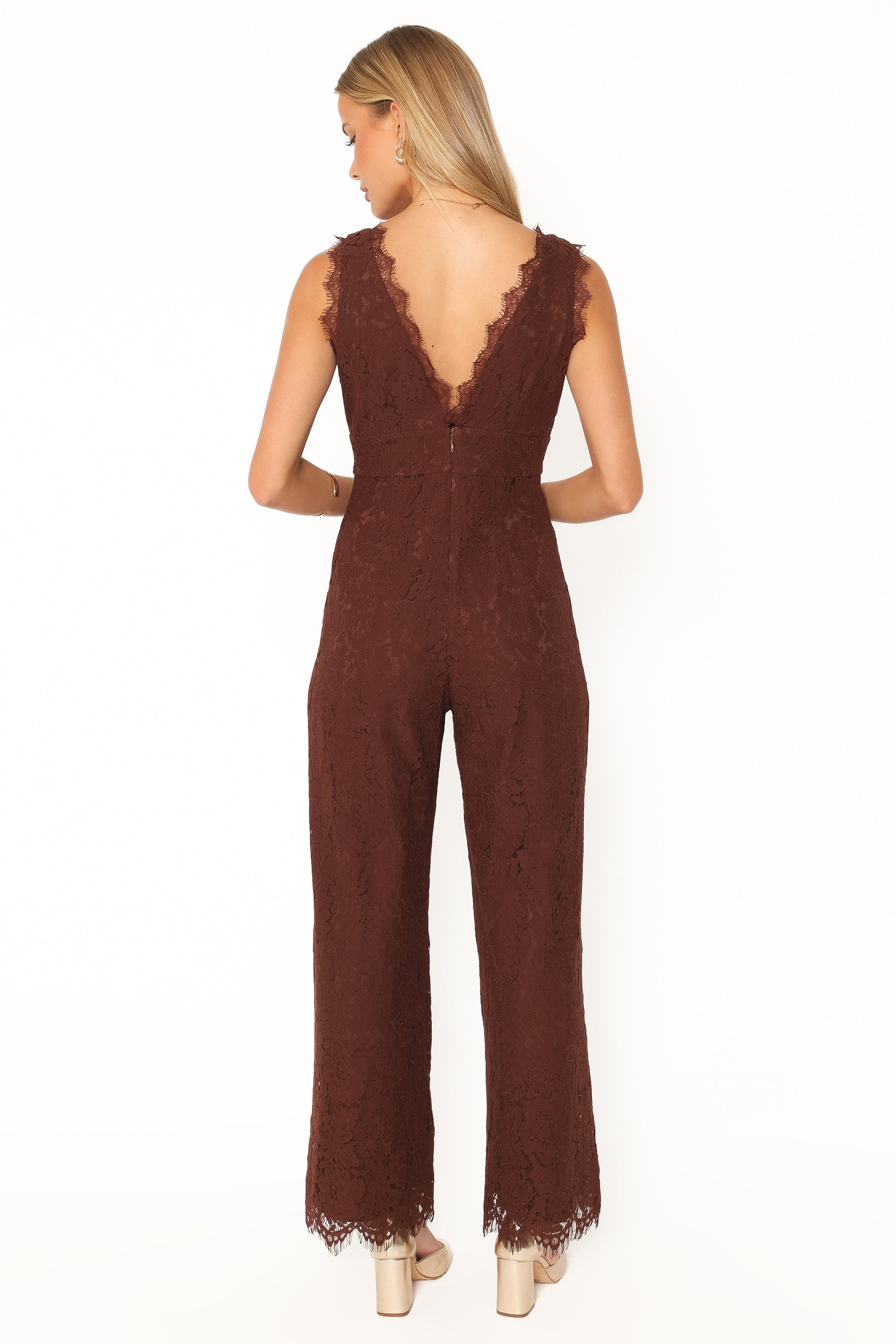 Eloise Lace Jumpsuit - Chocolate Brown