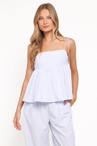 Zephyra Baby Doll Top - Blue Gingham