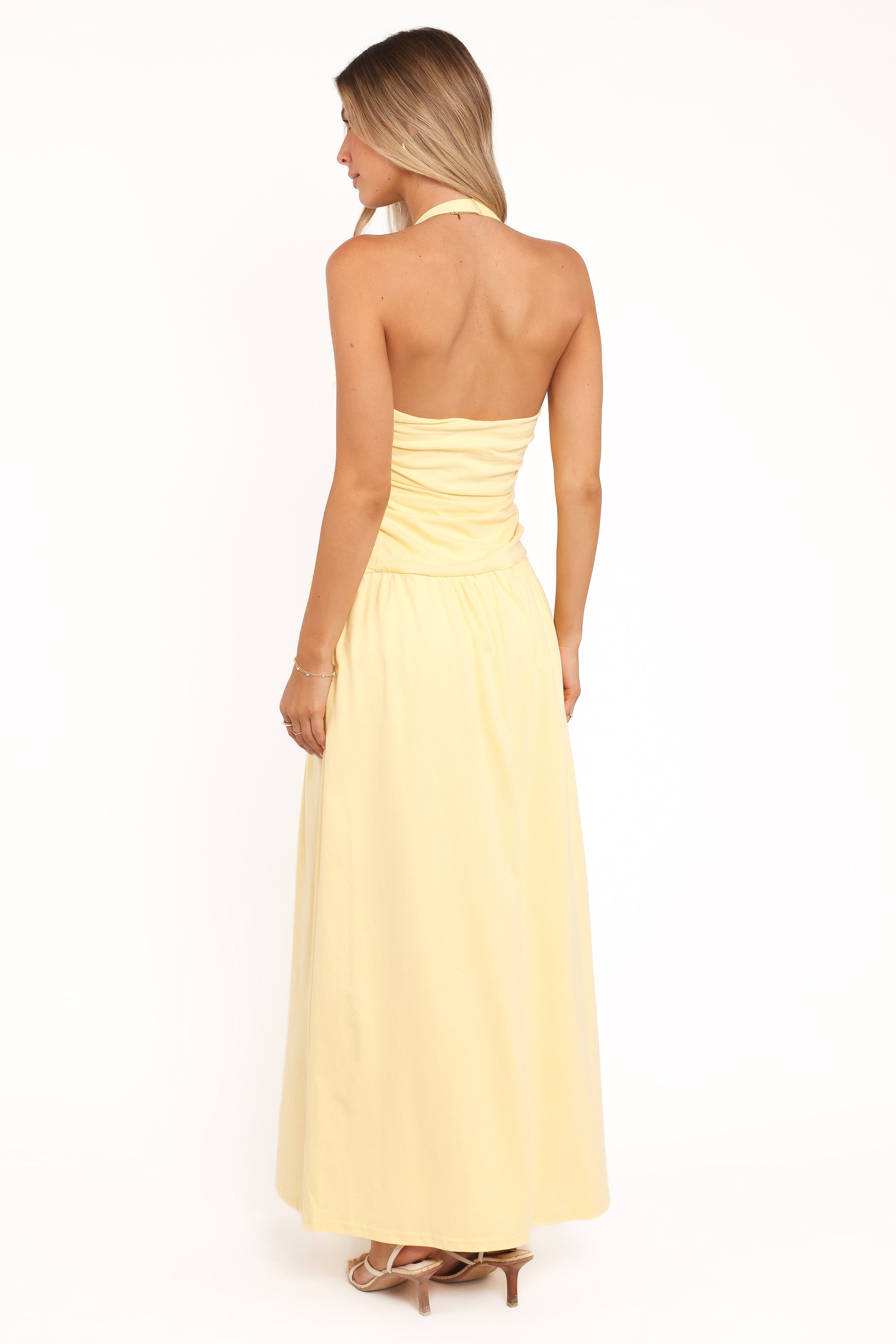 Emalia Halter Maxi Dress - Pale Yellow