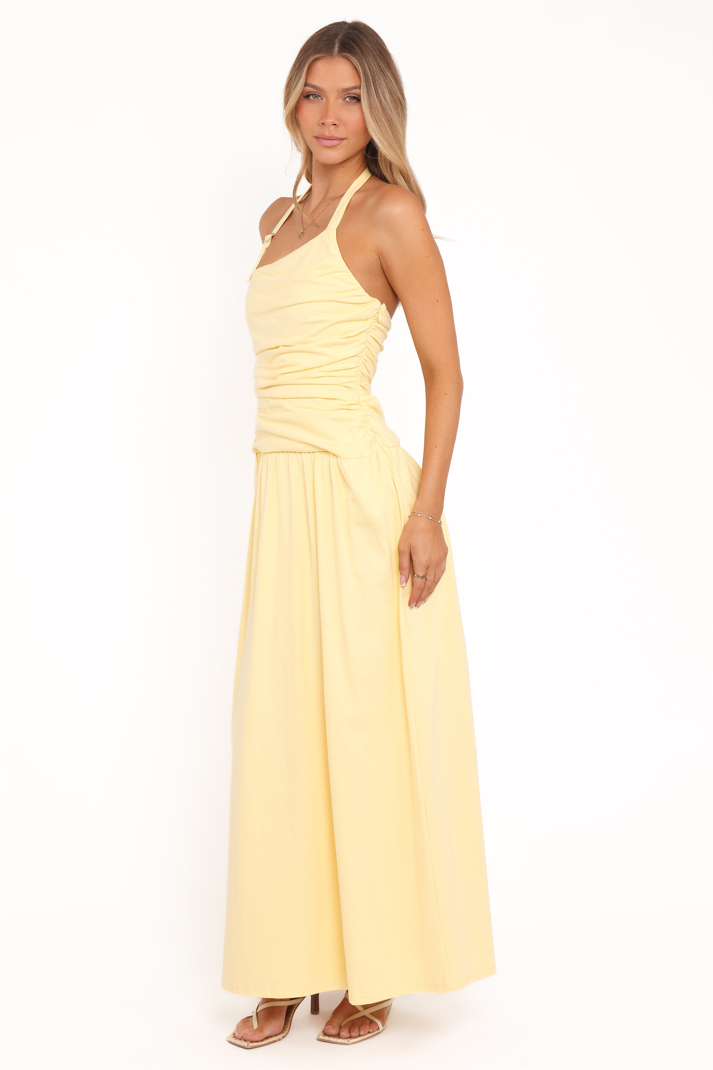 Emalia Halter Maxi Dress - Pale Yellow