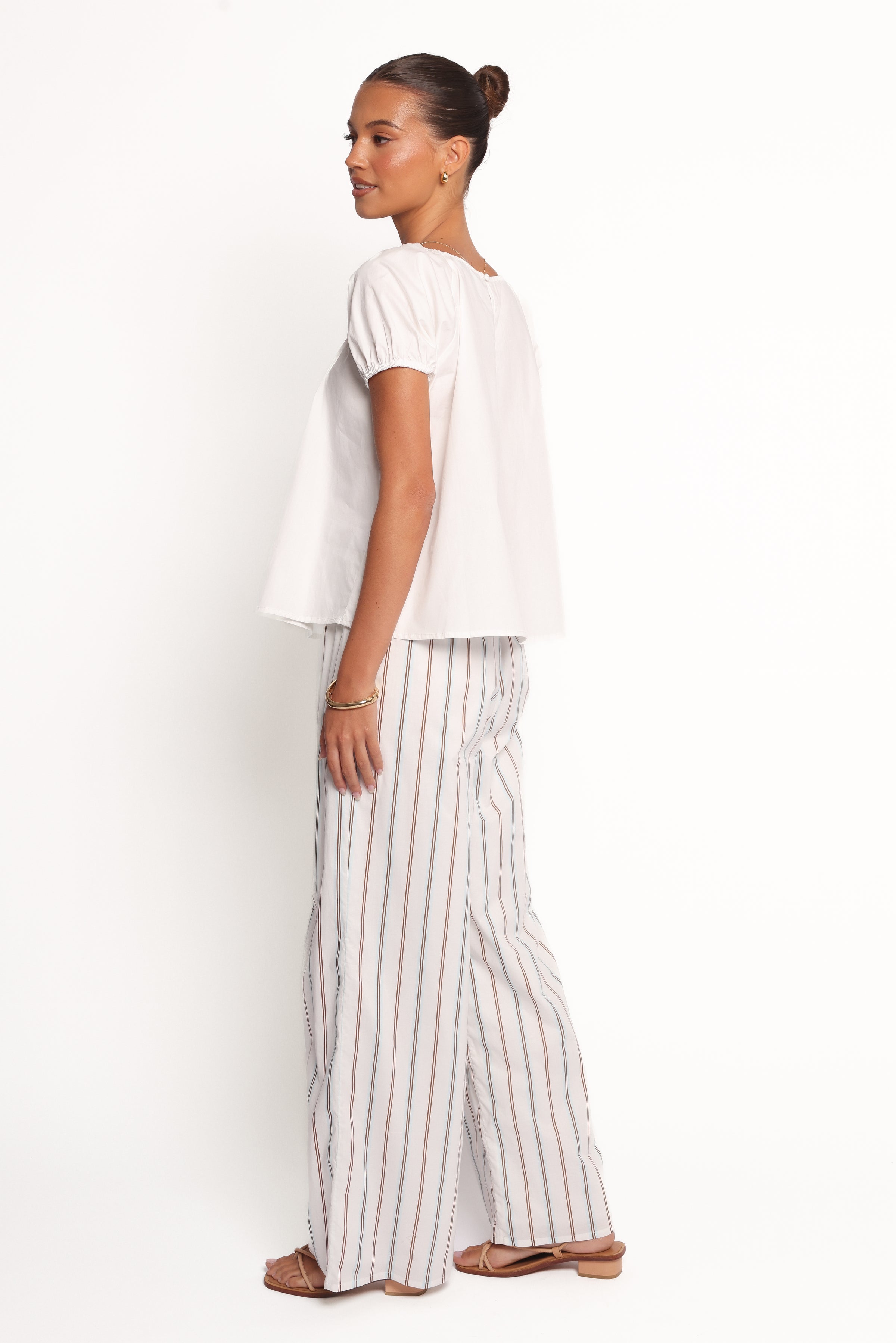 Ember Cotton Pants - Blue Brown Stripe