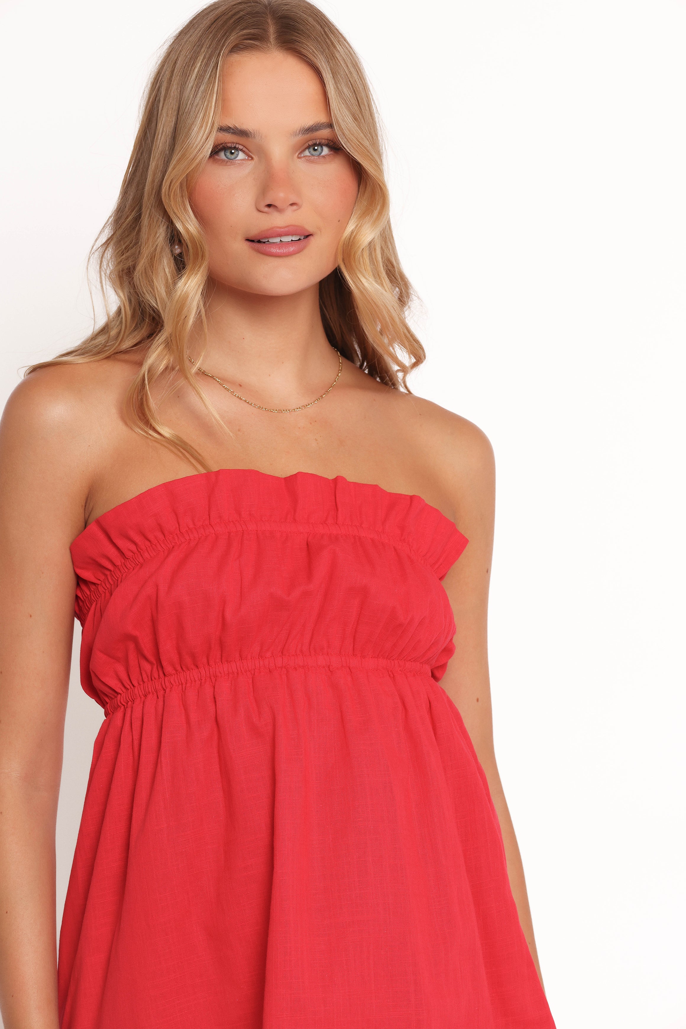 Ember Strapless Tunic Top - Red