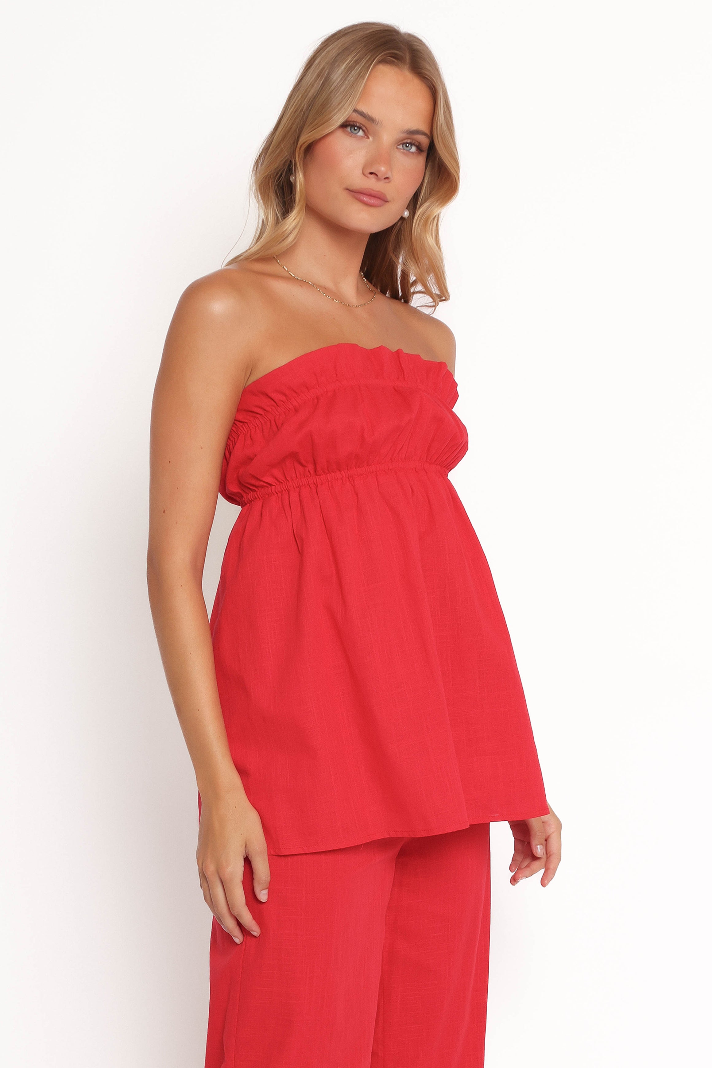 Ember Strapless Tunic Top - Red