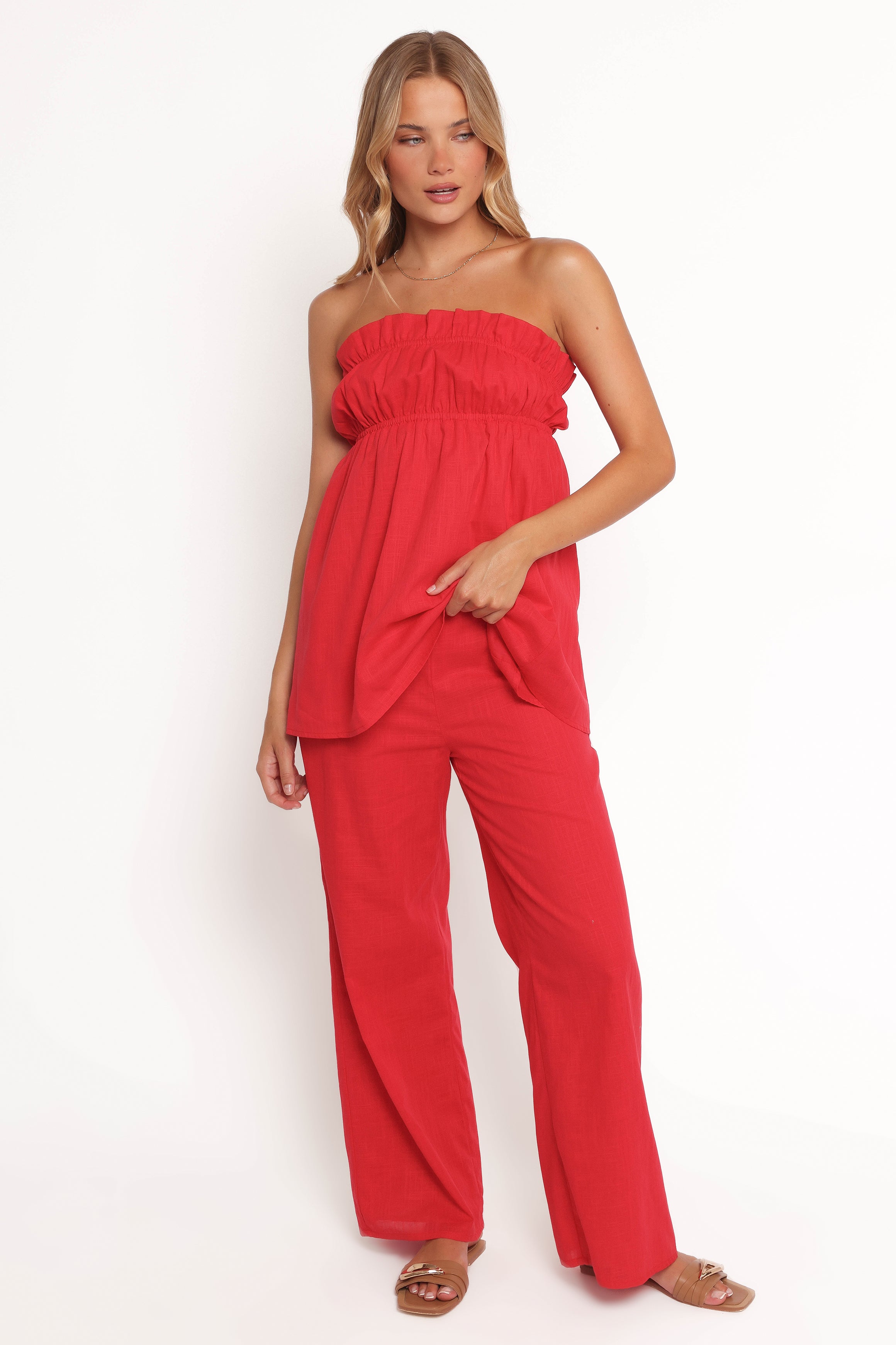 Ember Cotton Pants - Red
