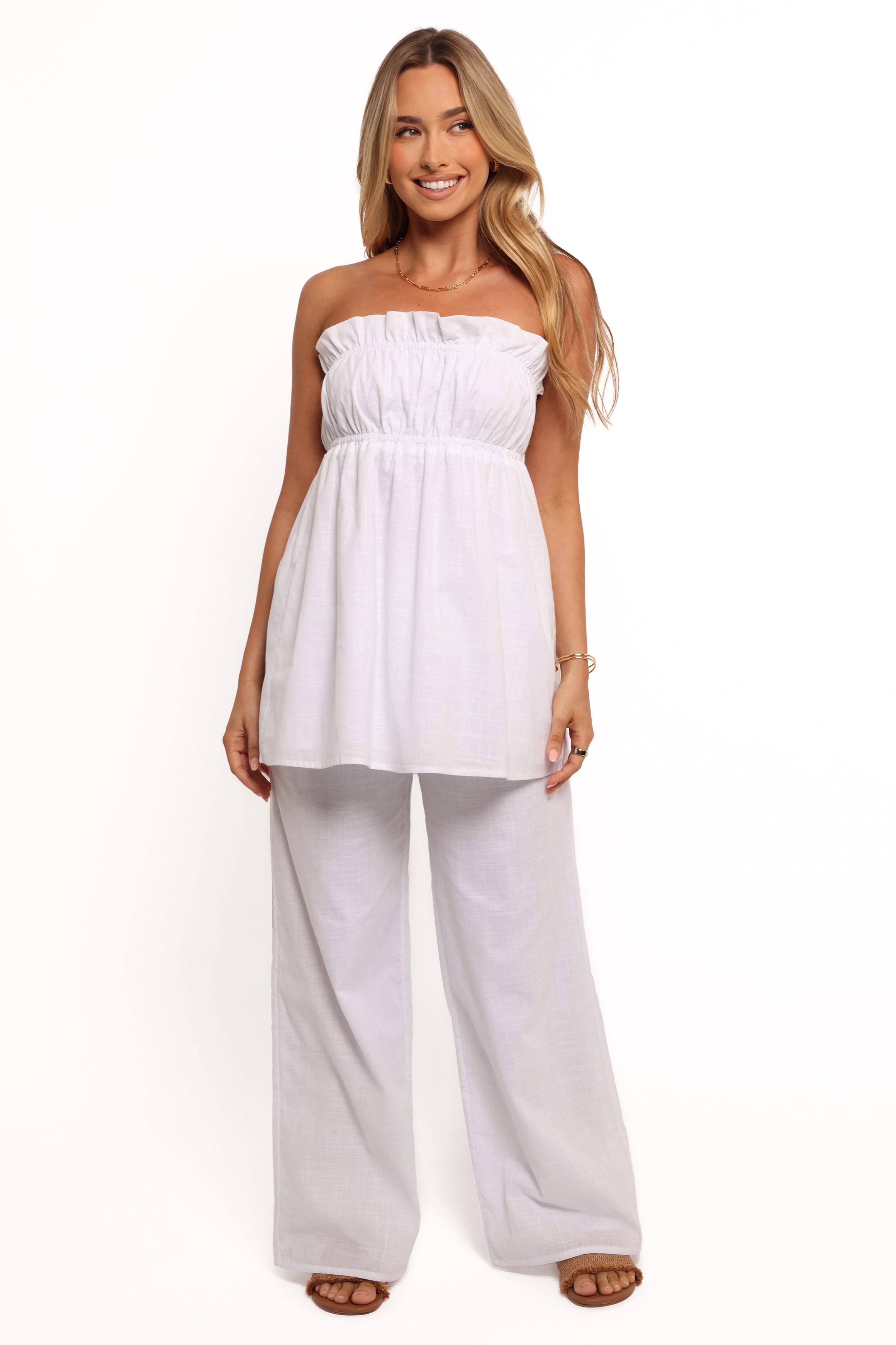 Ember Strapless Tunic Top - White