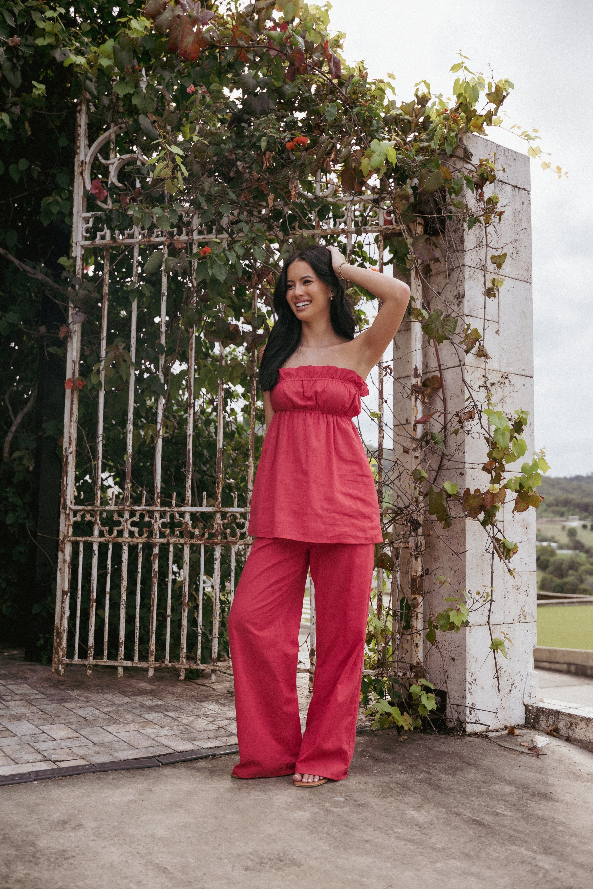 Ember Cotton Pants - Red