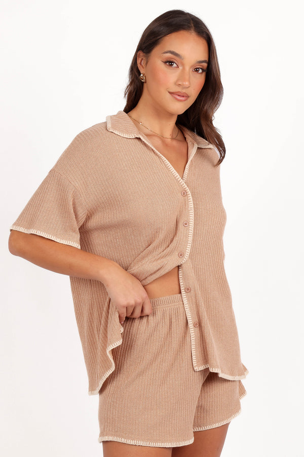 Essen Knit Short Set - Mocha Cream