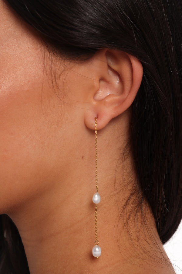 Este Pearl Drop Earrings - Gold