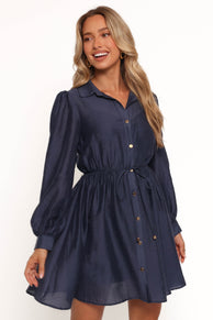 Everett Long Sleeve Mini Dress - Navy