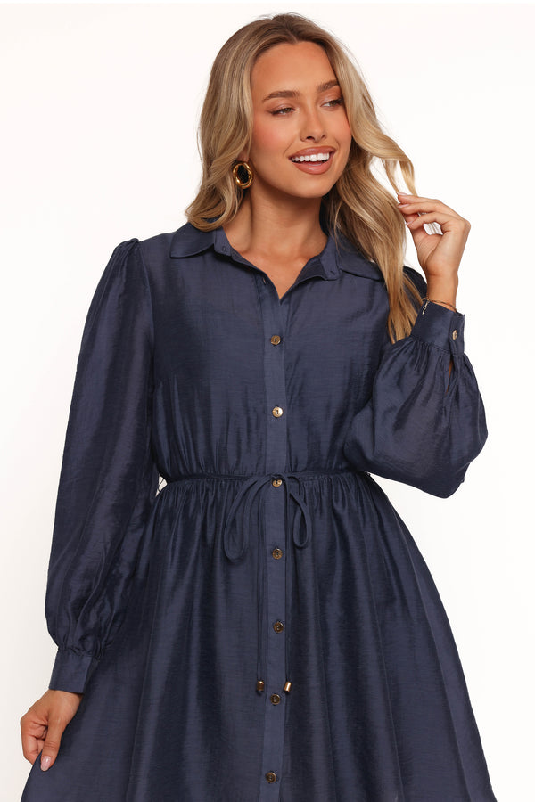 Everett Long Sleeve Mini Dress - Navy