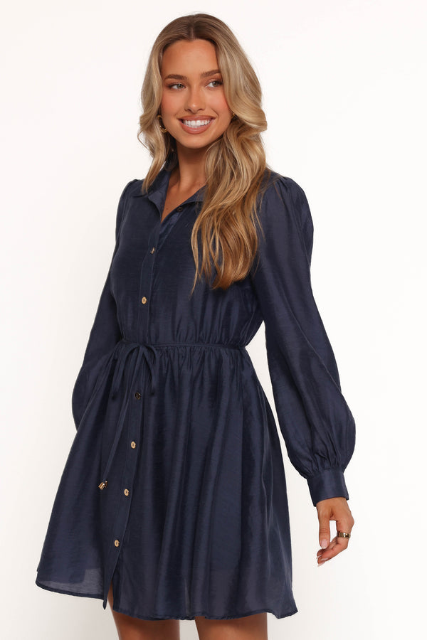 Everett Long Sleeve Mini Dress - Navy