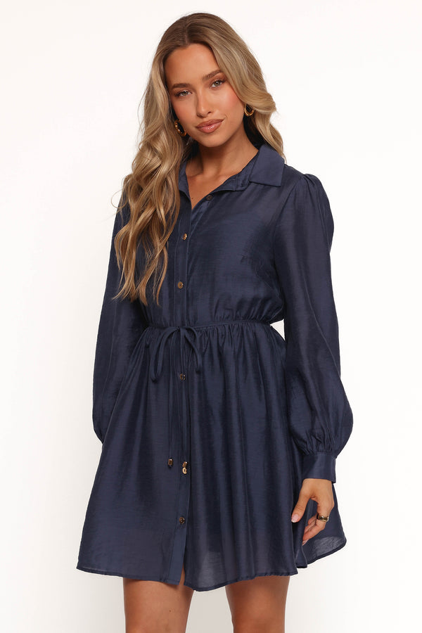 Everett Long Sleeve Mini Dress - Navy