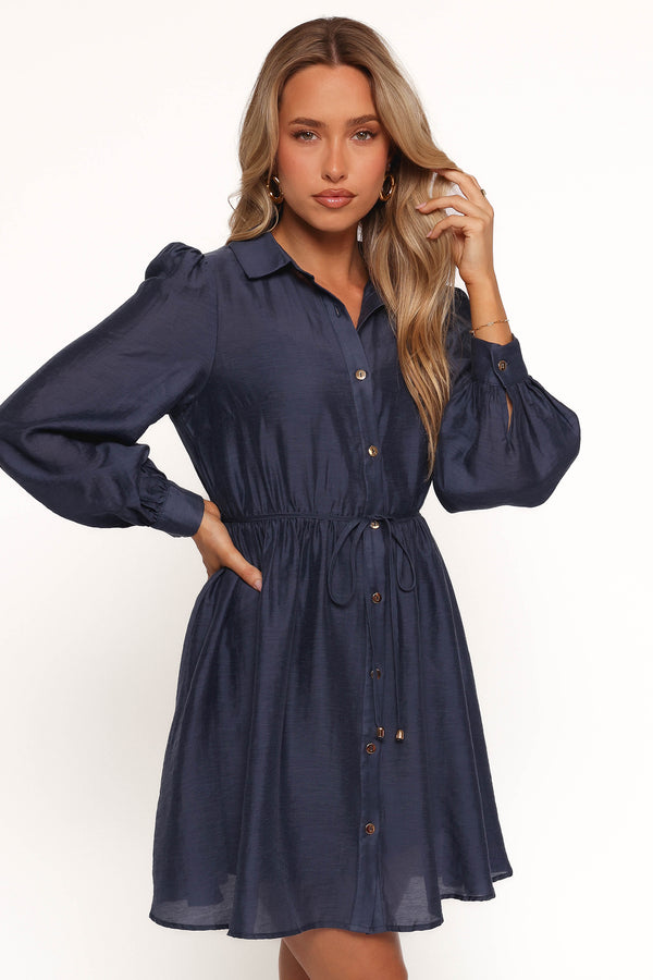 Everett Long Sleeve Mini Dress - Navy