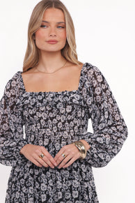 Faith Long Sleeve Maxi Dress - Black Floral