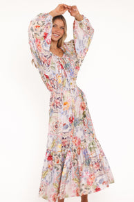 Faris Off Shoulder Midi Dress - Floral